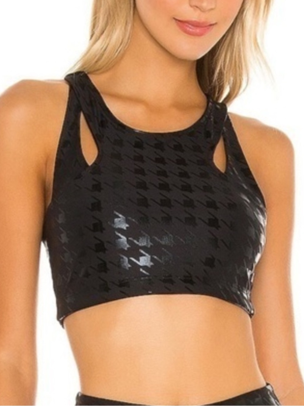 YEAR OF OURS Double Jump Disco Bra Houndstooth Print — Small